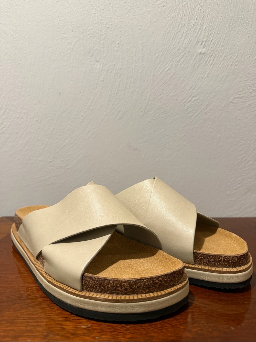 Free People Sidelines Footbed Sandals Dove Grey Cross Strap Slide Sandals